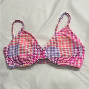 Xhilaration Pink and Purple Checkered Bikini Top